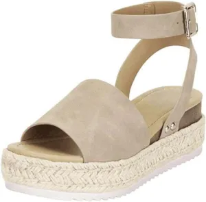 Womens Platform Sandals Comfortable Arch Support Wedge Sandals Summer Buckle Casual Sandal Open Toe Espadrilles Boho Summer Beach Shoes Comfortable Outdoor Walking Shoes