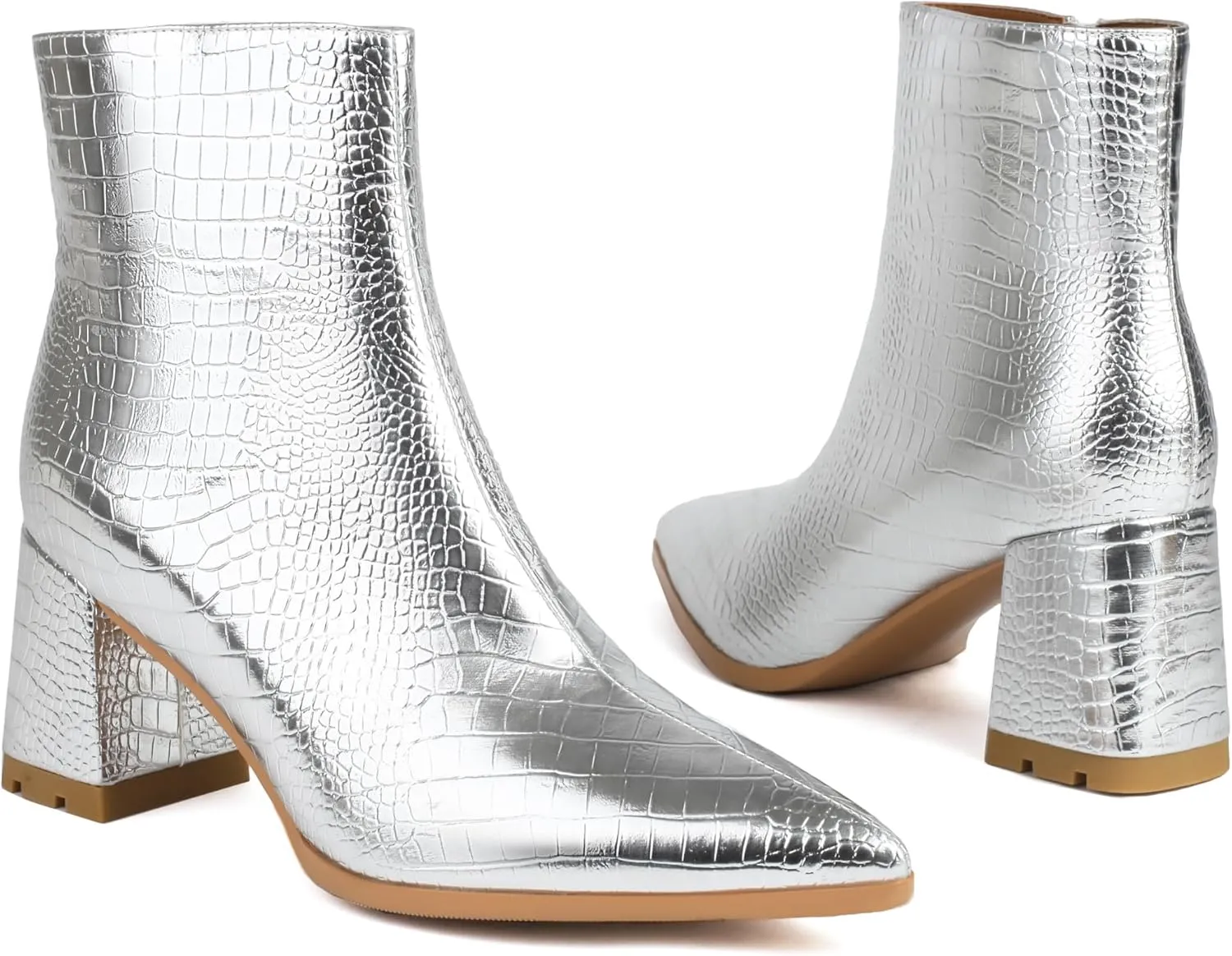 Women's Pointed Toe Boots Block Chunky Heel Ankle Booties