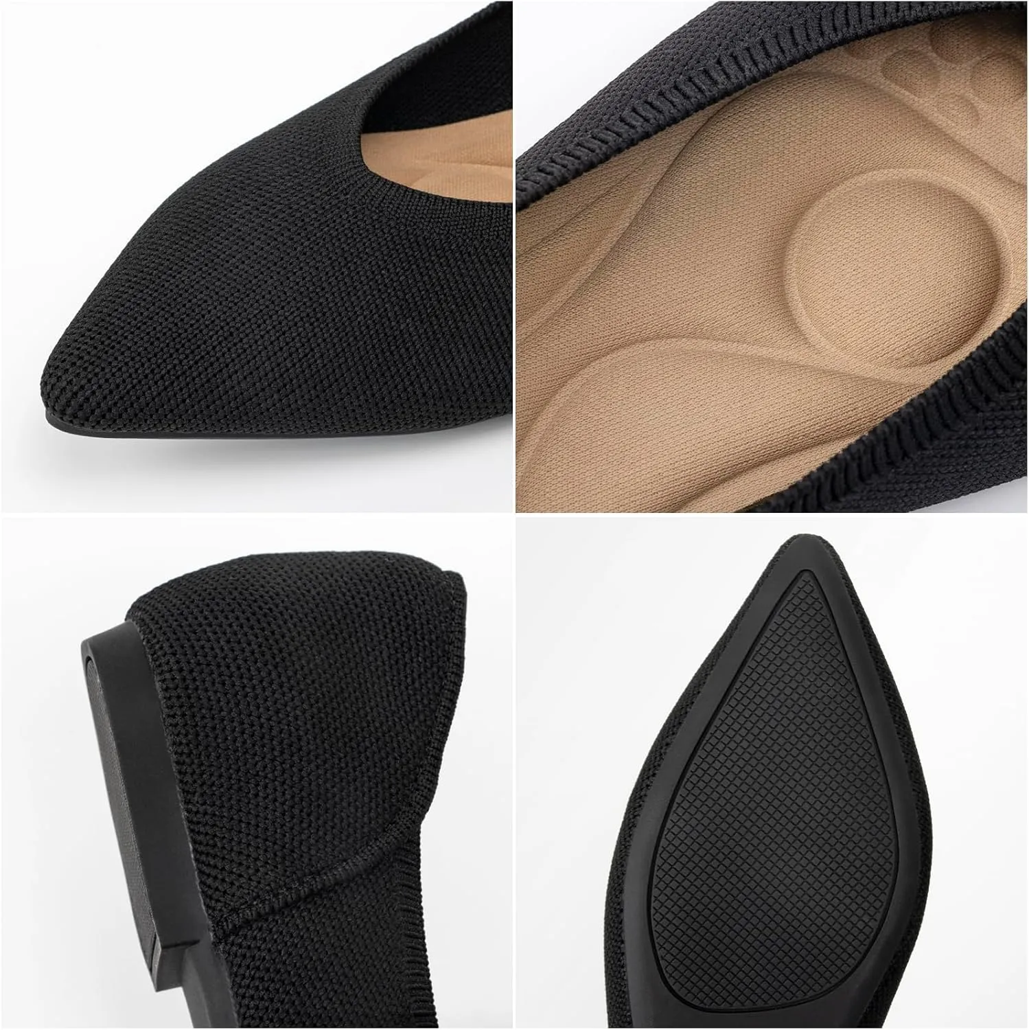 Women's Pointed Toe Breathable Knit Flats Shoes Soft Slip On Dress Ballet Flats for Women Comfortable Casual Work Driving Lightweight Knitted Flat Loafers
