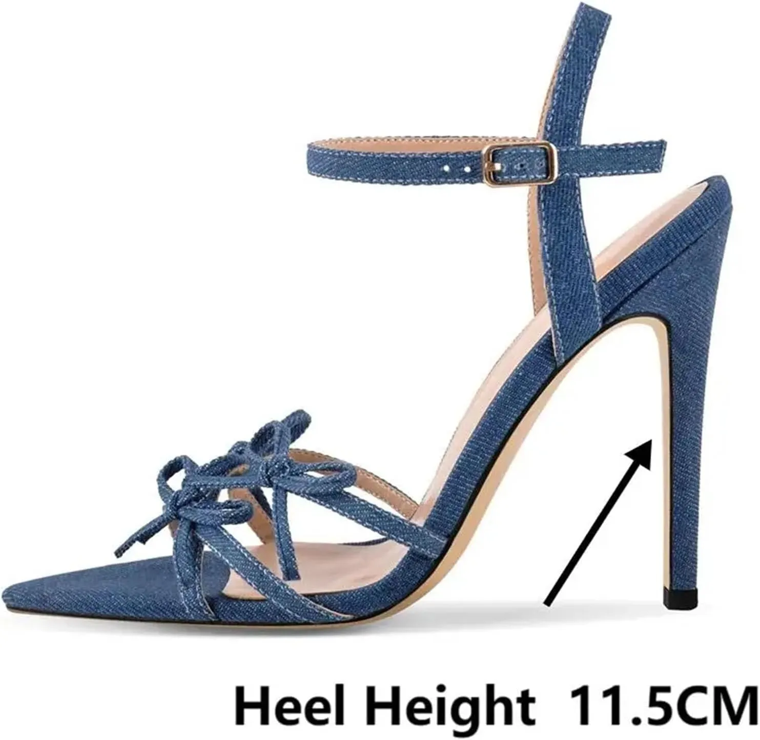 Women's Pointed Toe Denim Bow Sandals - Big Size Summer Mules