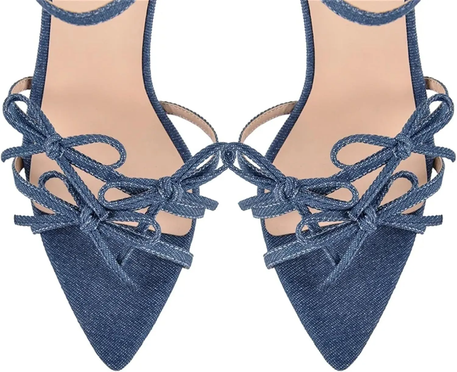 Women's Pointed Toe Denim Bow Sandals - Big Size Summer Mules
