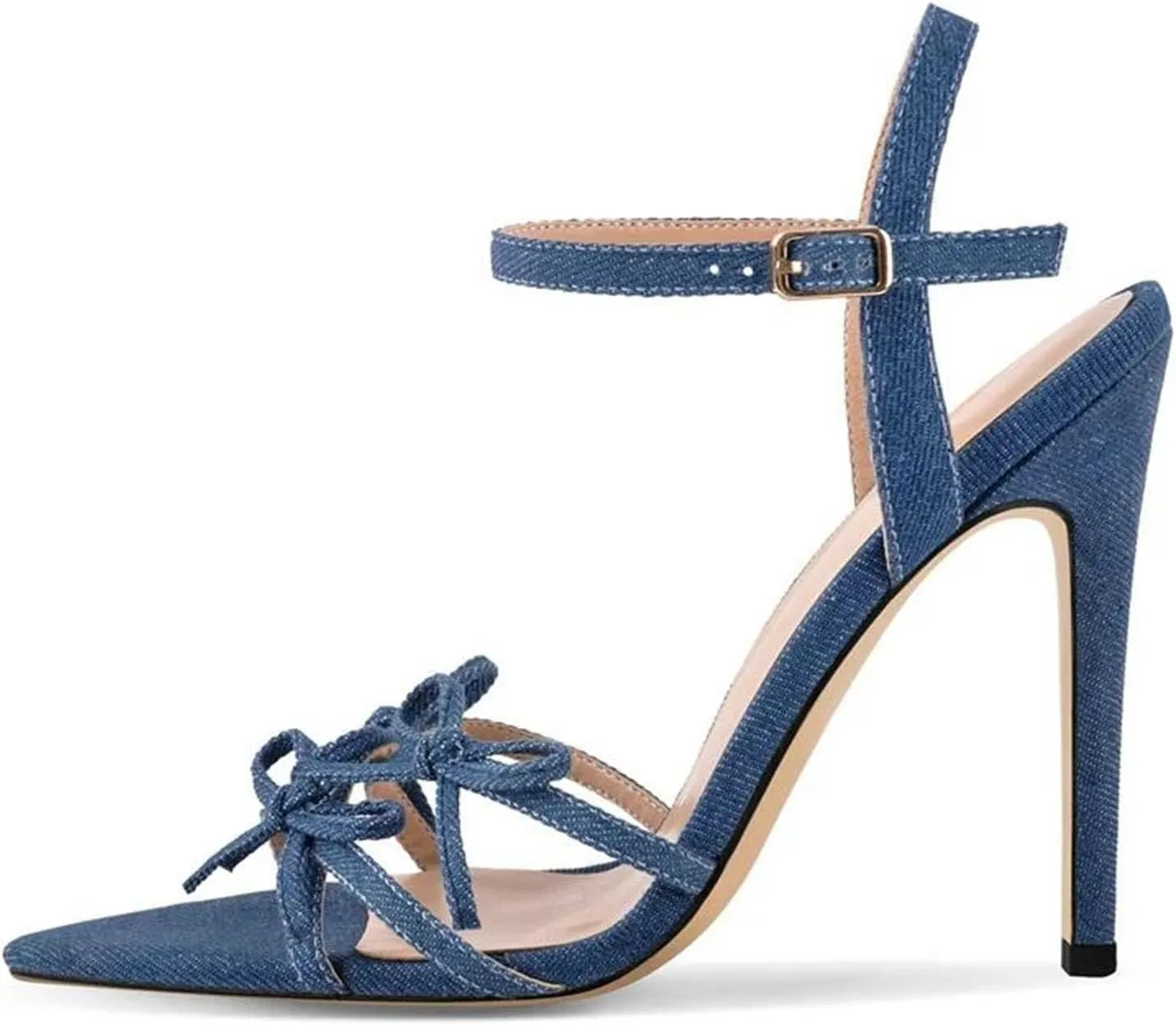 Women's Pointed Toe Denim Bow Sandals - Big Size Summer Mules