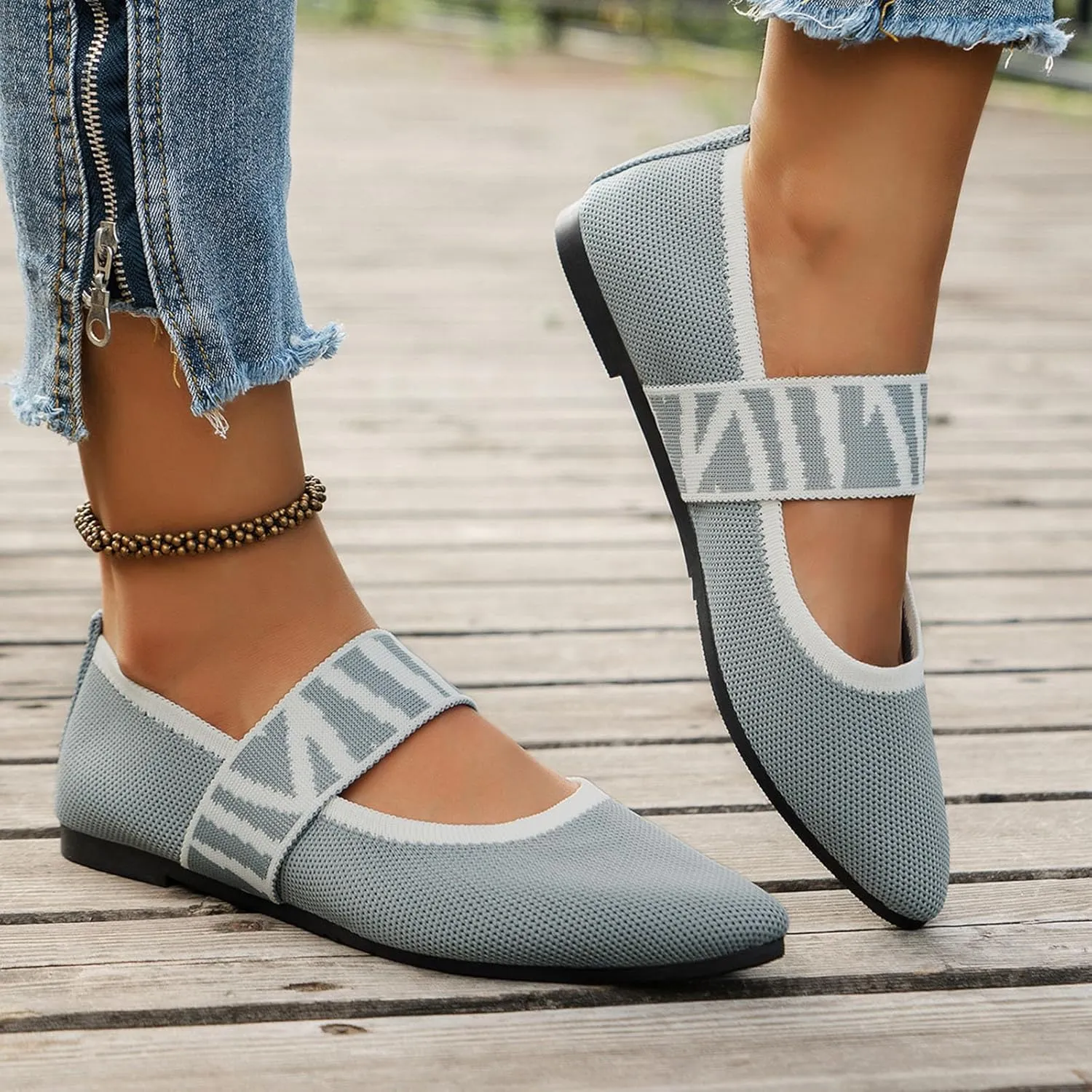 Womens Pointed Toe Flats Knit Dress Shoes Comfort Women Shoes Slip On Shoes Classic Softable Shoes Business Work Shoes
