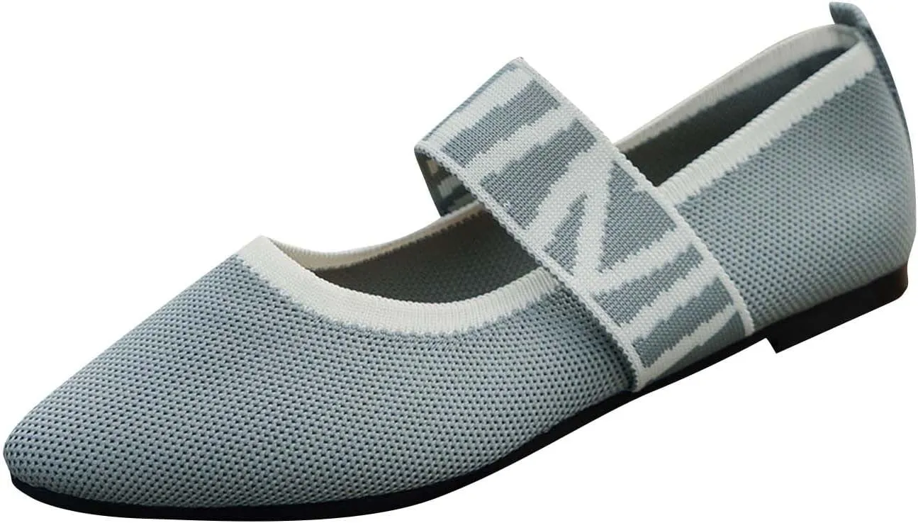 Womens Pointed Toe Flats Knit Dress Shoes Comfort Women Shoes Slip On Shoes Classic Softable Shoes Business Work Shoes
