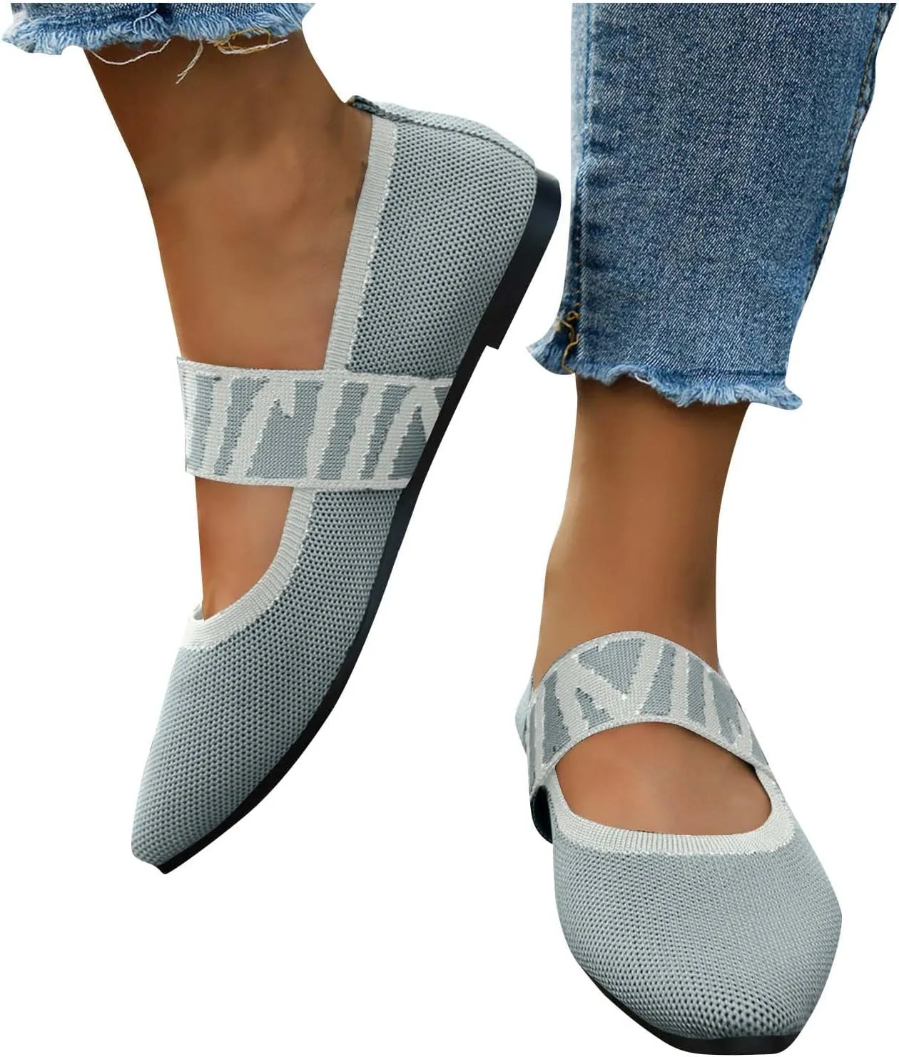 Womens Pointed Toe Flats Knit Dress Shoes Comfort Women Shoes Slip On Shoes Classic Softable Shoes Business Work Shoes