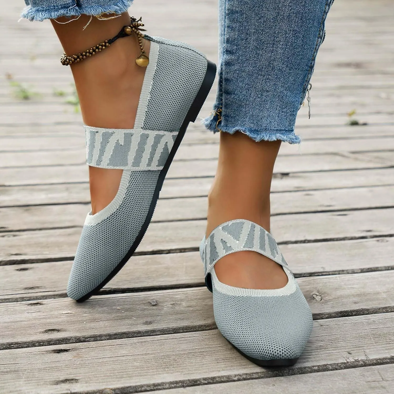 Womens Pointed Toe Flats Knit Dress Shoes Comfort Women Shoes Slip On Shoes Classic Softable Shoes Business Work Shoes
