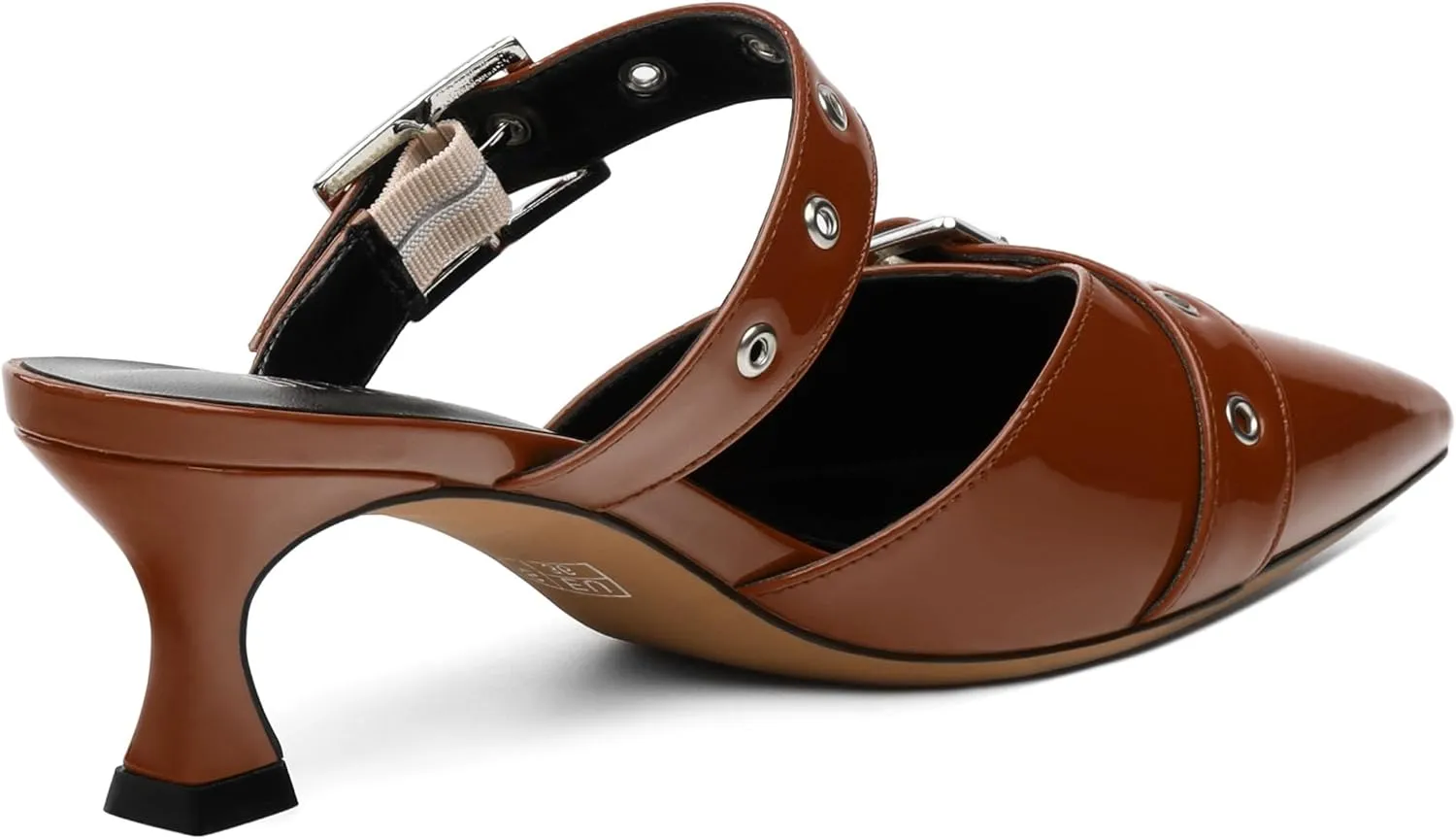 Women's Pumps, Pointed Toe Low Heel Mules for Women, Backstrap Buckle Fashion Solid Women's Mule Pumps for Daily Working Party