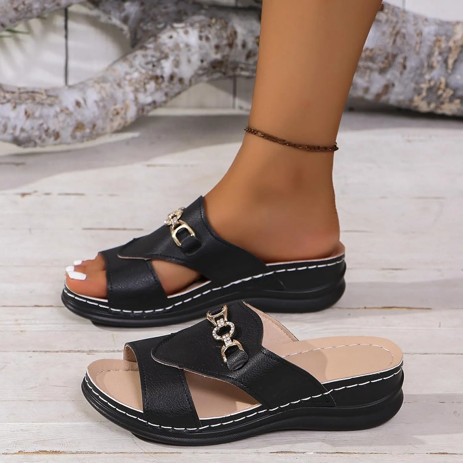 Womens Sandals Shoes Soft Classic Fit Athletic Athletic Yoga Dress Ankle Elastic Jeweled Bohemian Flats