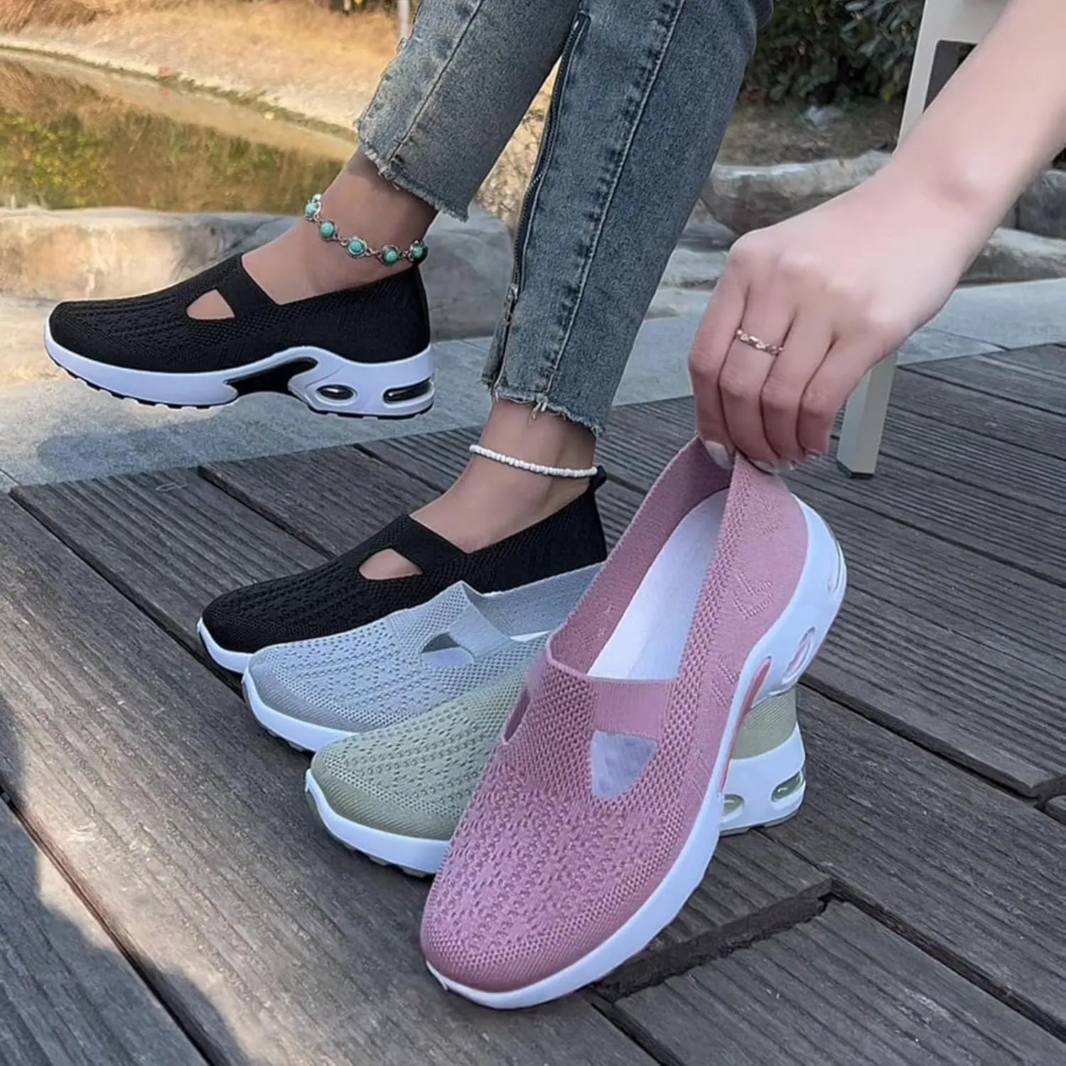 Women's Sandals Soft Arch Support Sandals Woven Orthopedic Breathable Sandals Outdoor Anti-Skid Sports Shoes
