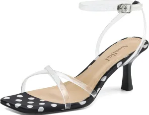 Women's Sandals Square Open Toe Kitten Heels Strappy Ankle Strap Sandals for Women Comfort Dress Party Shoes
