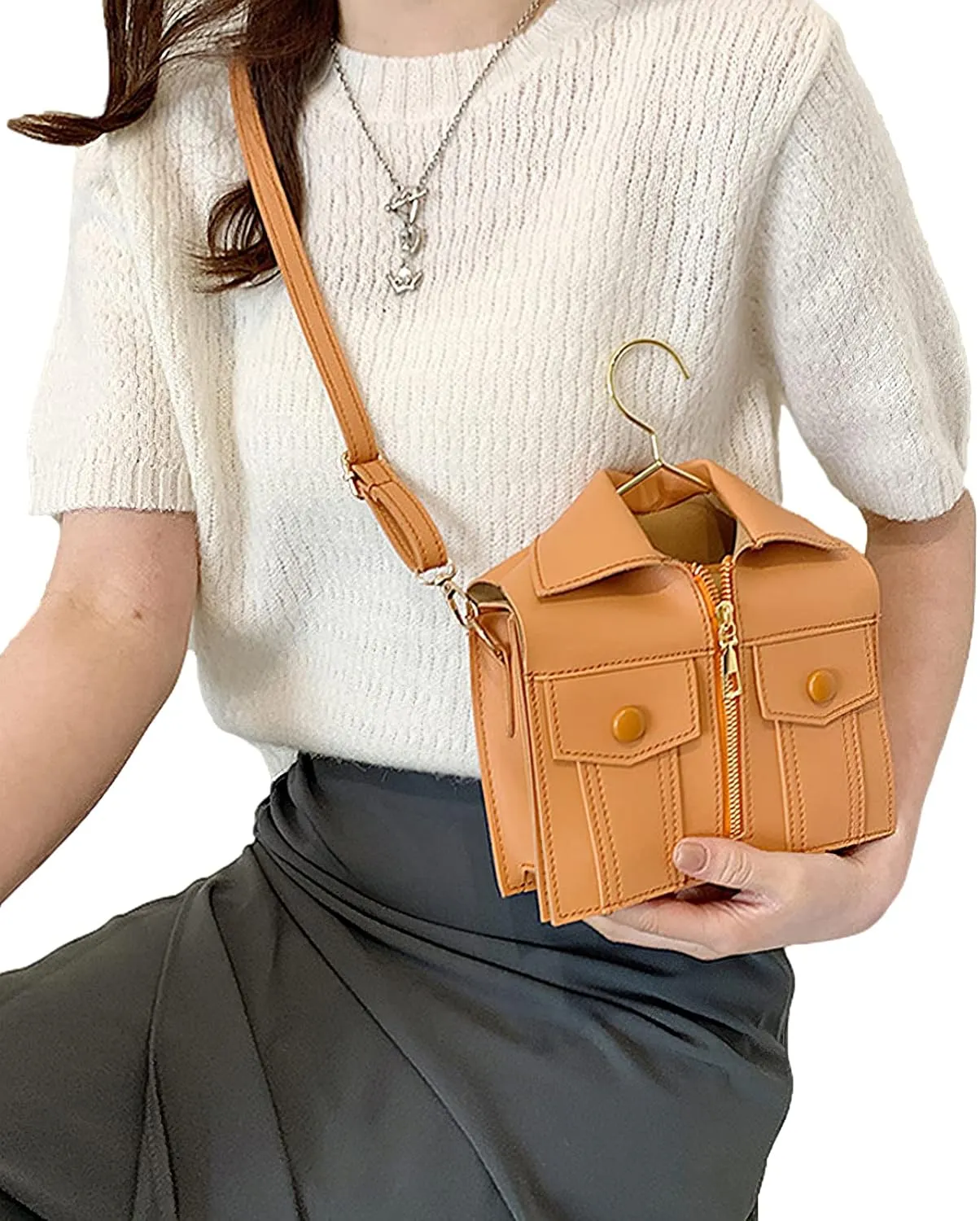 Women's Shirt-Shaped Purse Novelty Shoulder Bag Unique Clutch Handbag Funny Leather Crossbody Tote Satchel