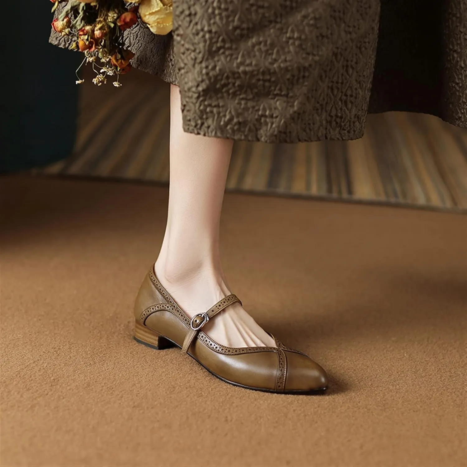Womens Shoes Summer Strap Pointed Toe Oxford Shoes Loafers Spring Vintage for Woman