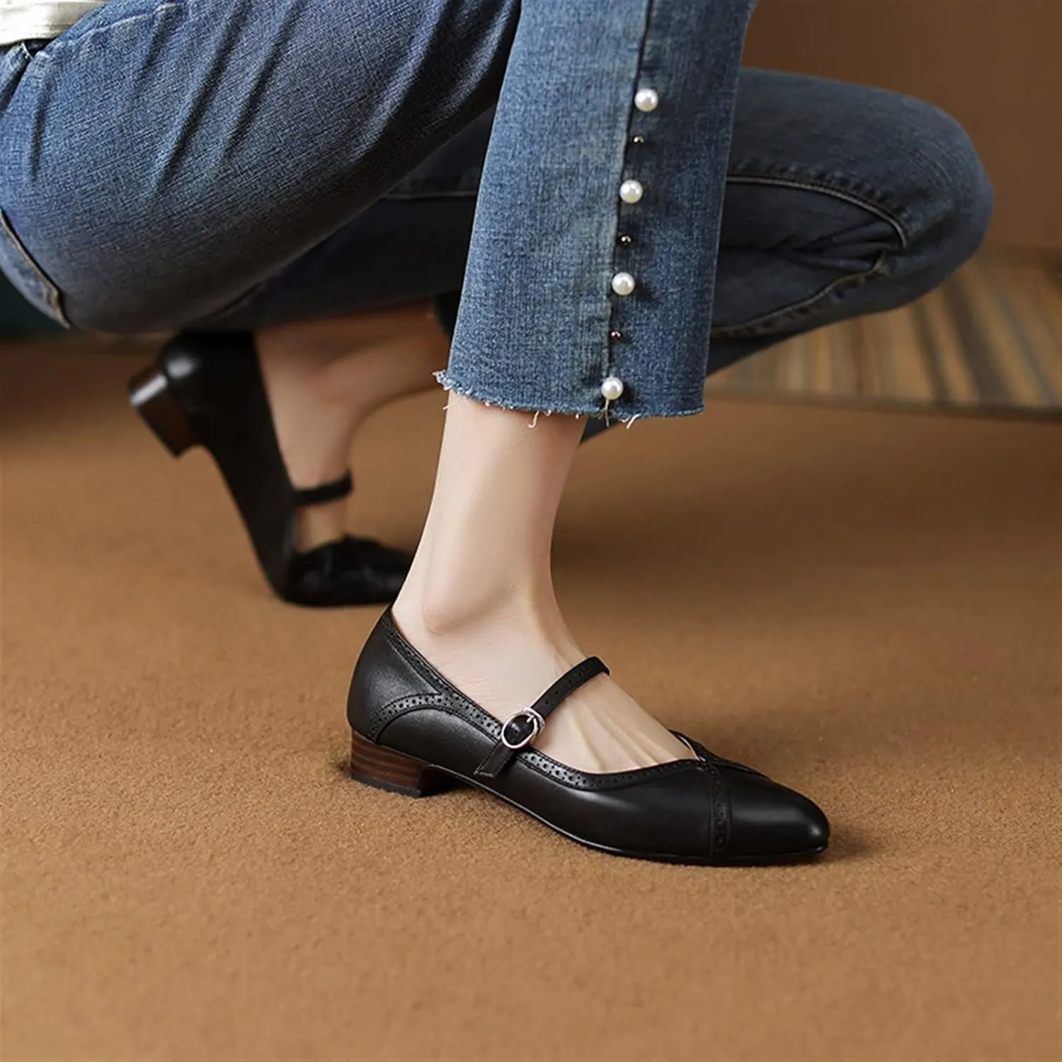 Womens Shoes Summer Strap Pointed Toe Oxford Shoes Loafers Spring Vintage for Woman