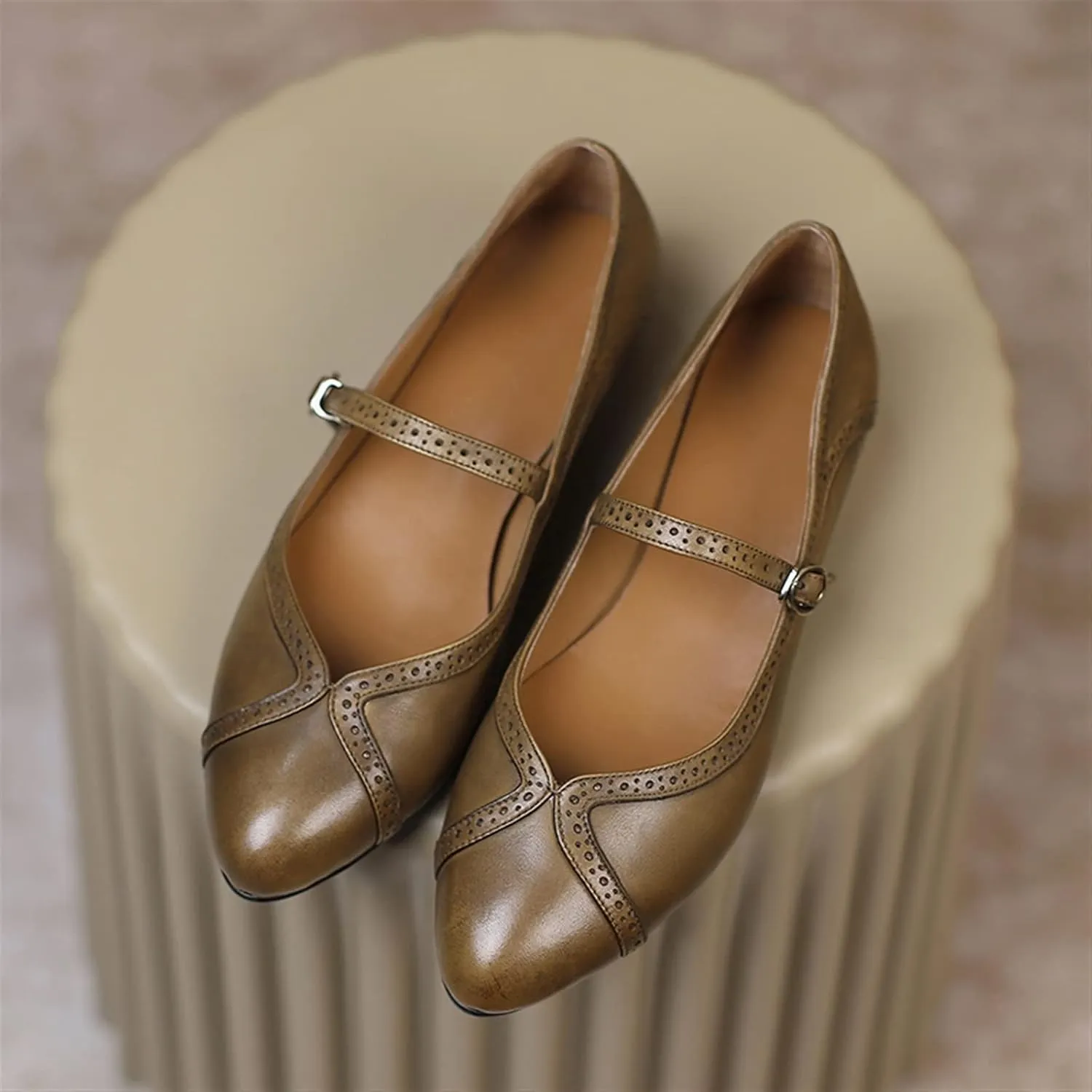 Womens Shoes Summer Strap Pointed Toe Oxford Shoes Loafers Spring Vintage for Woman
