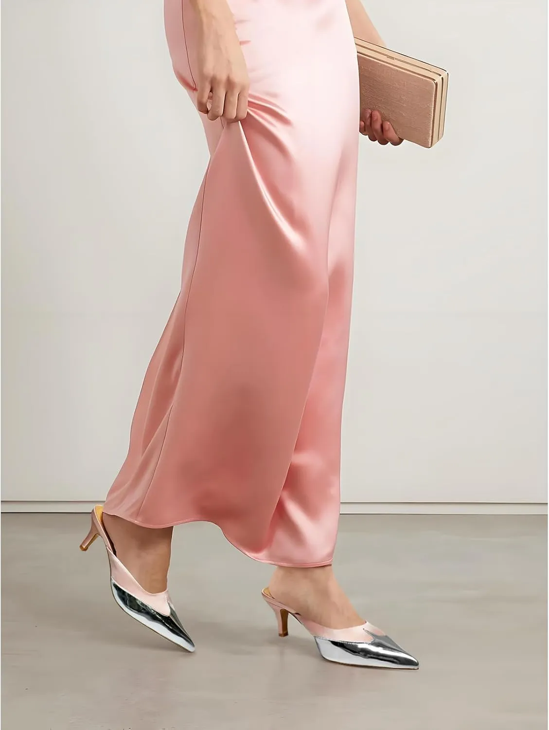 Womens Slingback Kitten Heels Pointed Closed Toe Heeled Mules Slip On Backless Wedding Dress Pumps Shoes