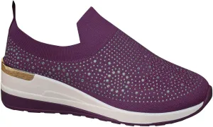 Women's Slip on Loafer Shoes Rhinestone Mesh Casual Flat Nurse Walking Sneaker Knit Comfort Classic Low Wedge Shoes