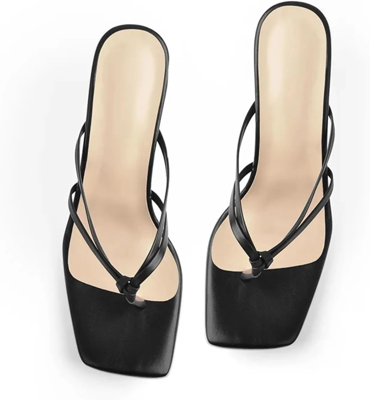 Women's Split Toe Mules - Criss Cross Transparent Kitten Heels