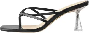 Women's Split Toe Mules - Criss Cross Transparent Kitten Heels