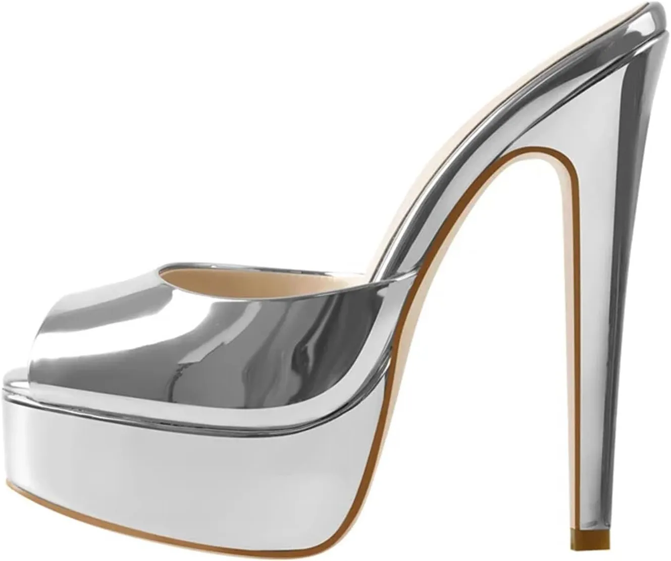 Women's Square Strap Mules - Peep Toe Slingback Slip On Heels