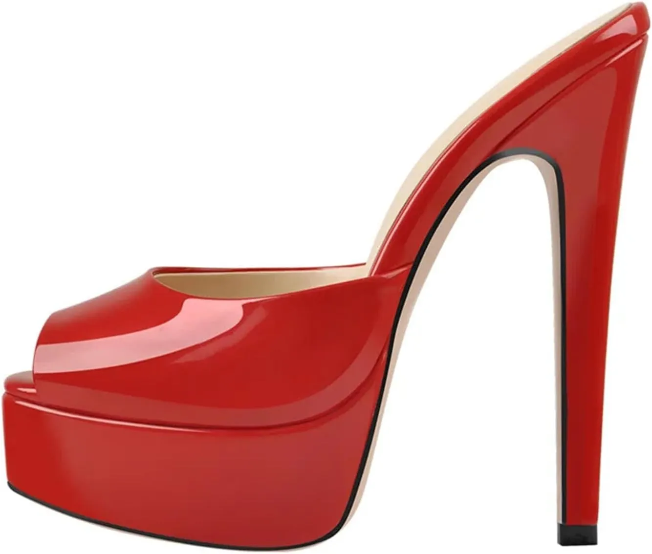 Women's Square Strap Mules - Peep Toe Slingback Slip On Heels