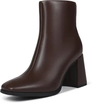 Womens Square Toe Ankle Boots Chunky Heel Causual Comfort Ankle Booties Dress Boots for Women