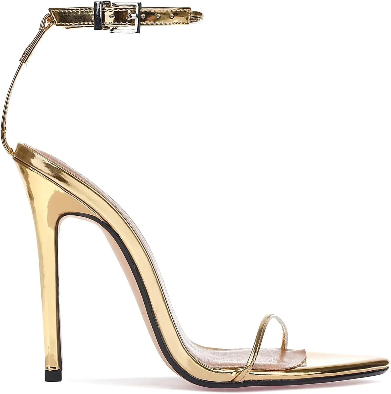 Women's Stiletto High Heeled Sandals 4.7 inch Sexy Strappy Open Toe Black Red Heels Wedding Party Evening Prom Dance Dressy Shoes