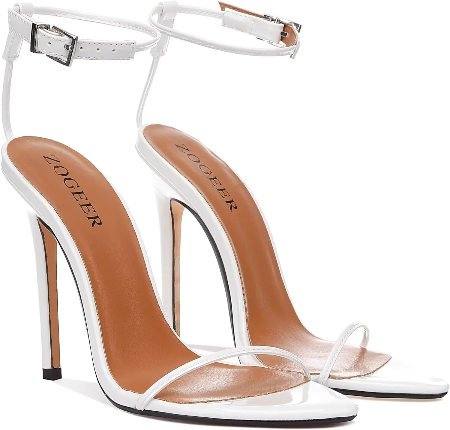 Women's Stiletto High Heeled Sandals 4.7 inch Sexy Strappy Open Toe Black Red Heels Wedding Party Evening Prom Dance Dressy Shoes