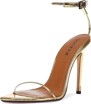Women's Stiletto High Heeled Sandals 4.7 inch Sexy Strappy Open Toe Black Red Heels Wedding Party Evening Prom Dance Dressy Shoes