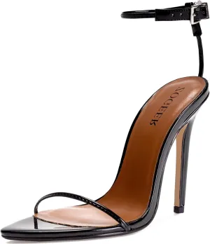 Women's Stiletto High Heeled Sandals 4.7 inch Sexy Strappy Open Toe Black Red Heels Wedding Party Evening Prom Dance Dressy Shoes