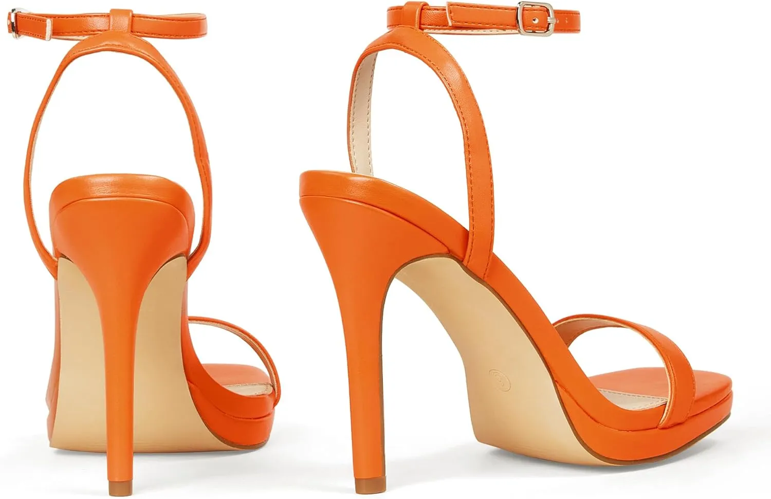 Women’s Stiletto Strappy Heeled Sandals, 4.3 Inch Square Open Toe Sexy High Heels Ankle Strap Buckle Heels for Party Wedding Dress Daily Wear Shoes