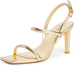 Womens Strappy Sandals Open Toe Ankle Strap Heeled Sandals Square Toe High Heels for Women