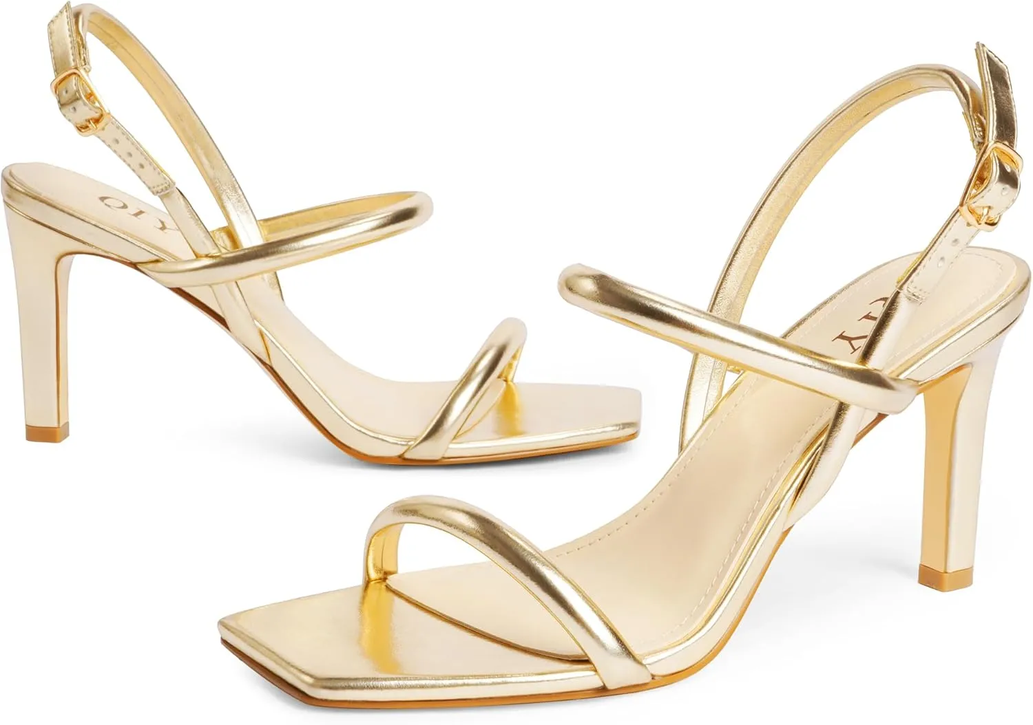 Womens Strappy Sandals Open Toe Ankle Strap Heeled Sandals Square Toe High Heels for Women