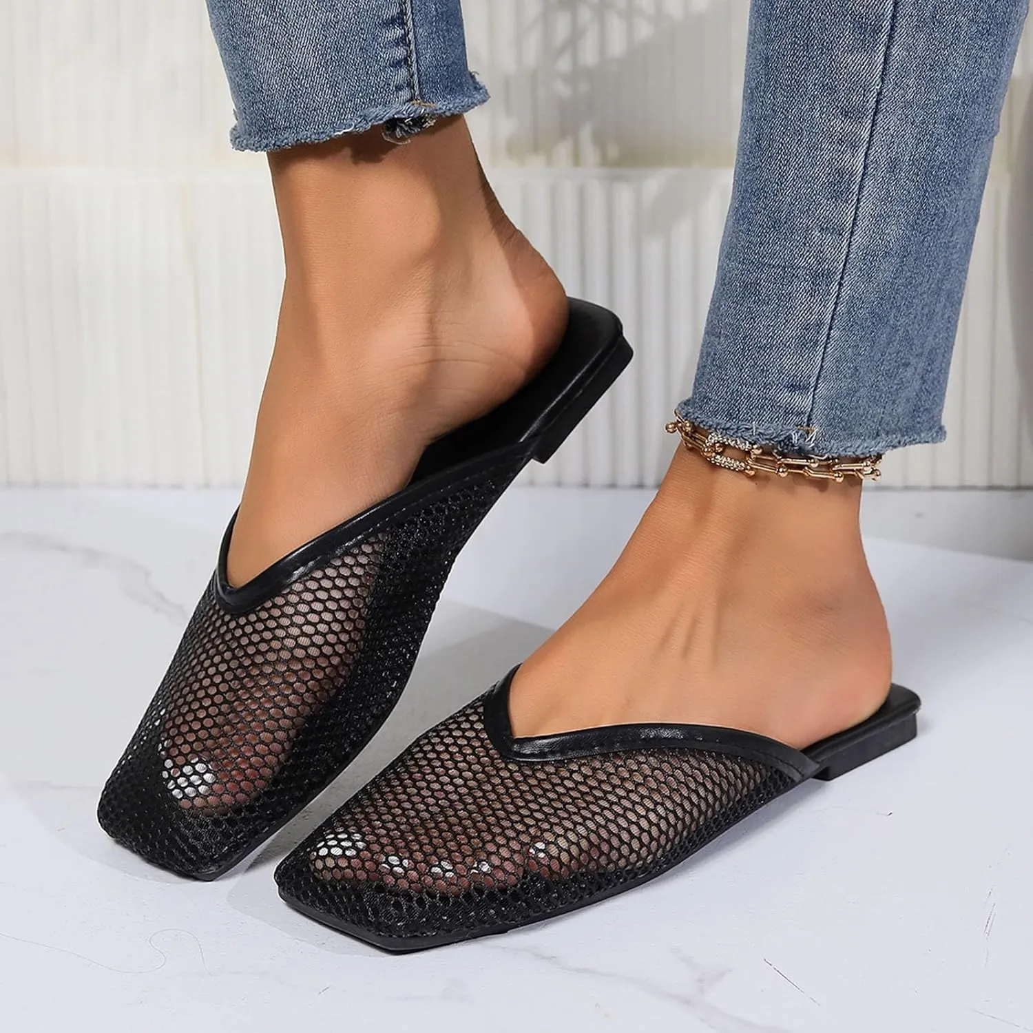 Women's Summer Fashion Net Cloth Overhead Sandals Hollow Breathable Flat Non Slip Womens Born Sandals Size 8