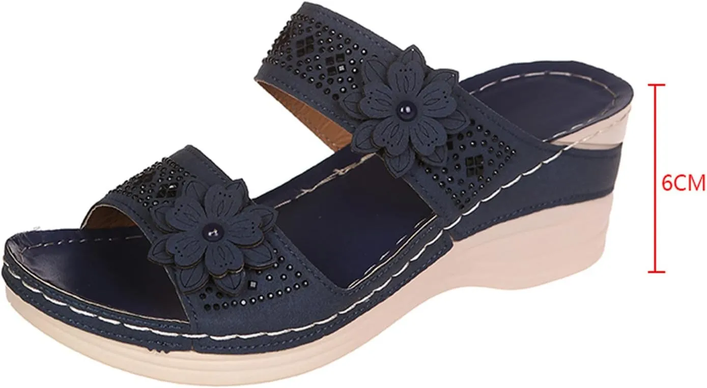 Women's Summer Sandals, Flip Flops, Black Elegant, Open Toe Comfortable Leisure Mules, Outdoor Beach Slippers