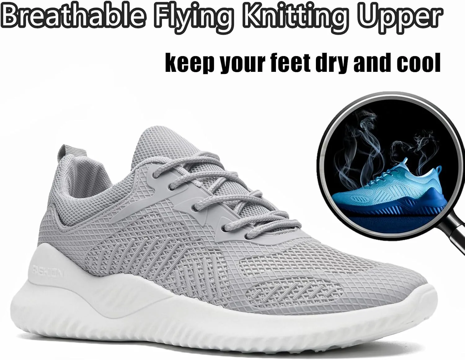 Womens Tennis Running Shoes Unisex Lightweight Breathable Walking Shoes Ultra Soft Flying Knitting Lace Up Fashion Sneakers Non Slip Athletic Trainers Casual Sports Shoes