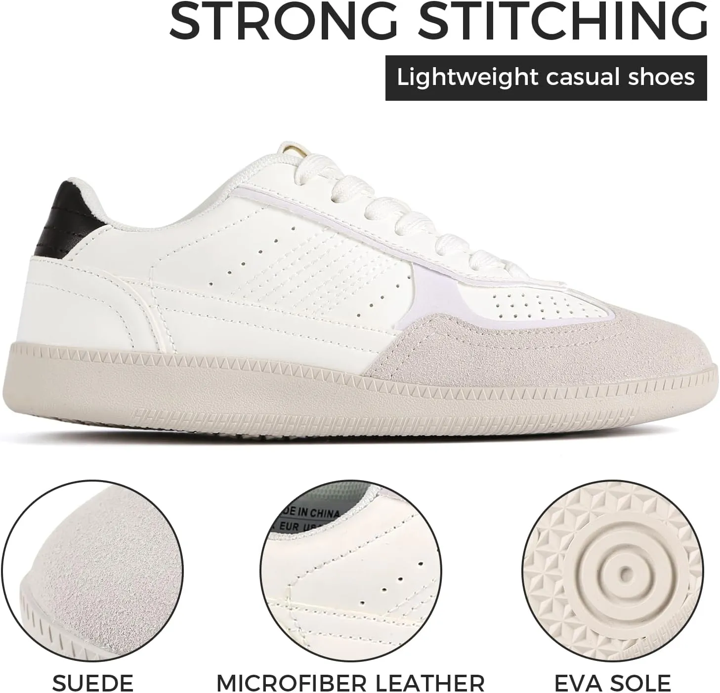 Women's Tennis Skate Sneakers Fashion Classic Retro Gum Sole Shoes Casual Walking Footwear Anti Slip Trainers