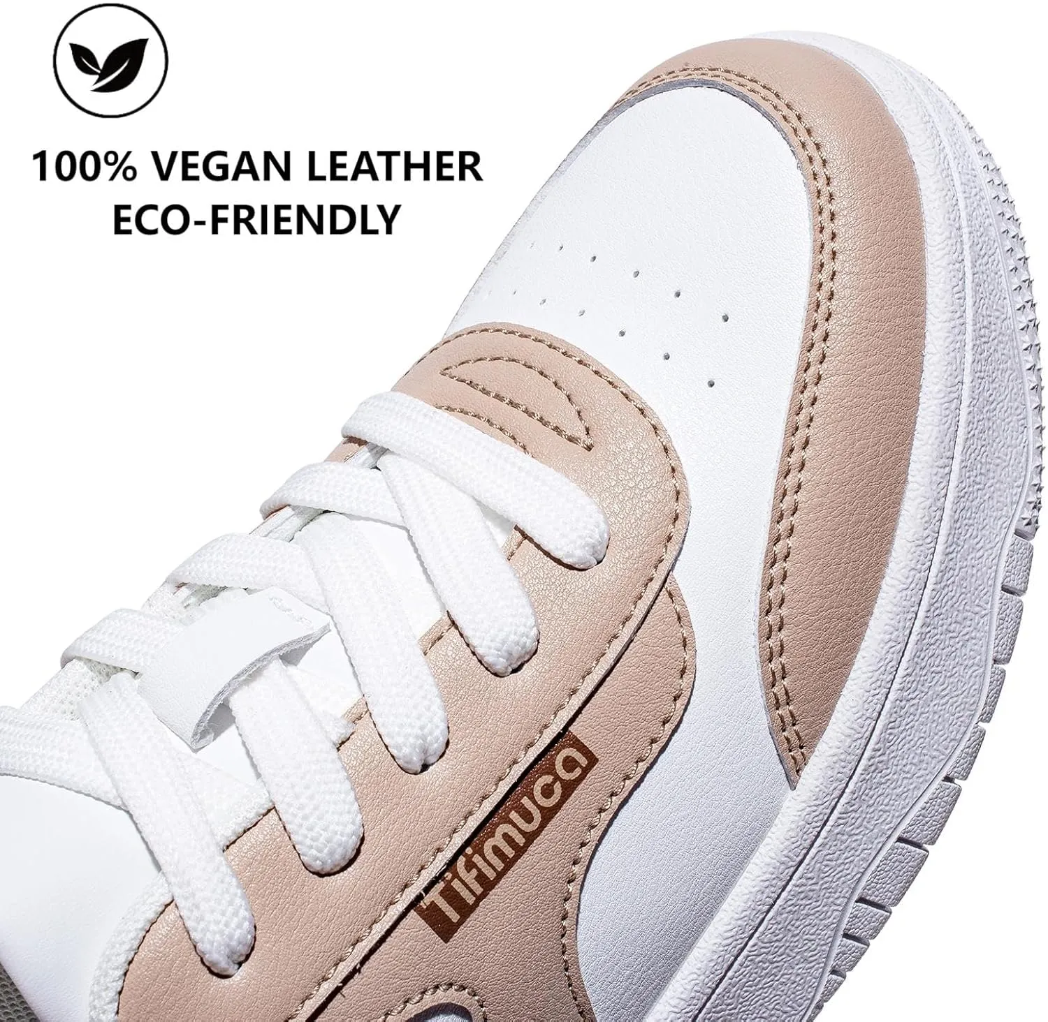 Women's Vegan Leather Low Top Lace Up Non Slip Walking Running Sneakers Skateboard Tennis Shoes Comfortable Casual Athletic Versatile Fashion Sneakers