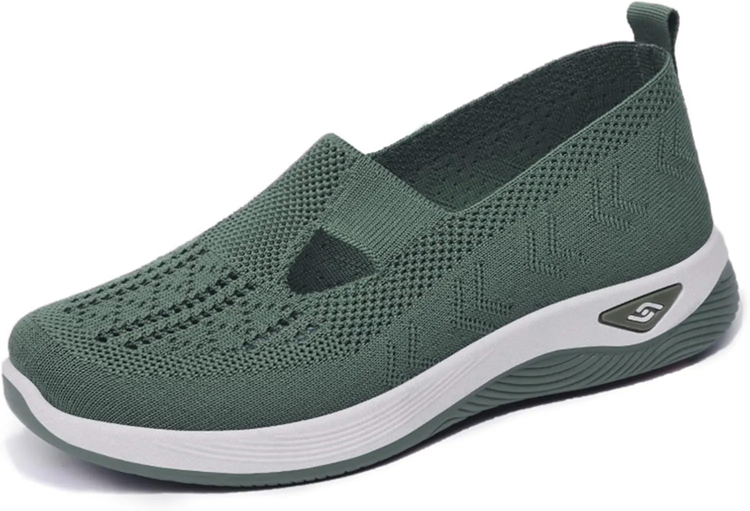 Womens Walking Shoes Woven Orthopedic Breathable Soft Shoe Comfortable Arch Support Sneakers Air Cushion Athletic Shoes Hands Free Slip in Sneaker Mesh Running Trainers Anti-Skid Sports Sneakers
