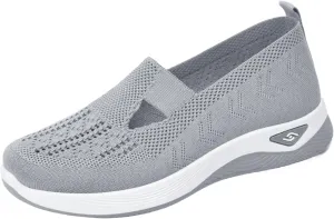 Womens Walking Shoes Woven Orthopedic Breathable Soft Shoe Comfortable Arch Support Sneakers Air Cushion Athletic Shoes Hands Free Slip in Sneaker Mesh Running Trainers Anti-Skid Sports Sneakers