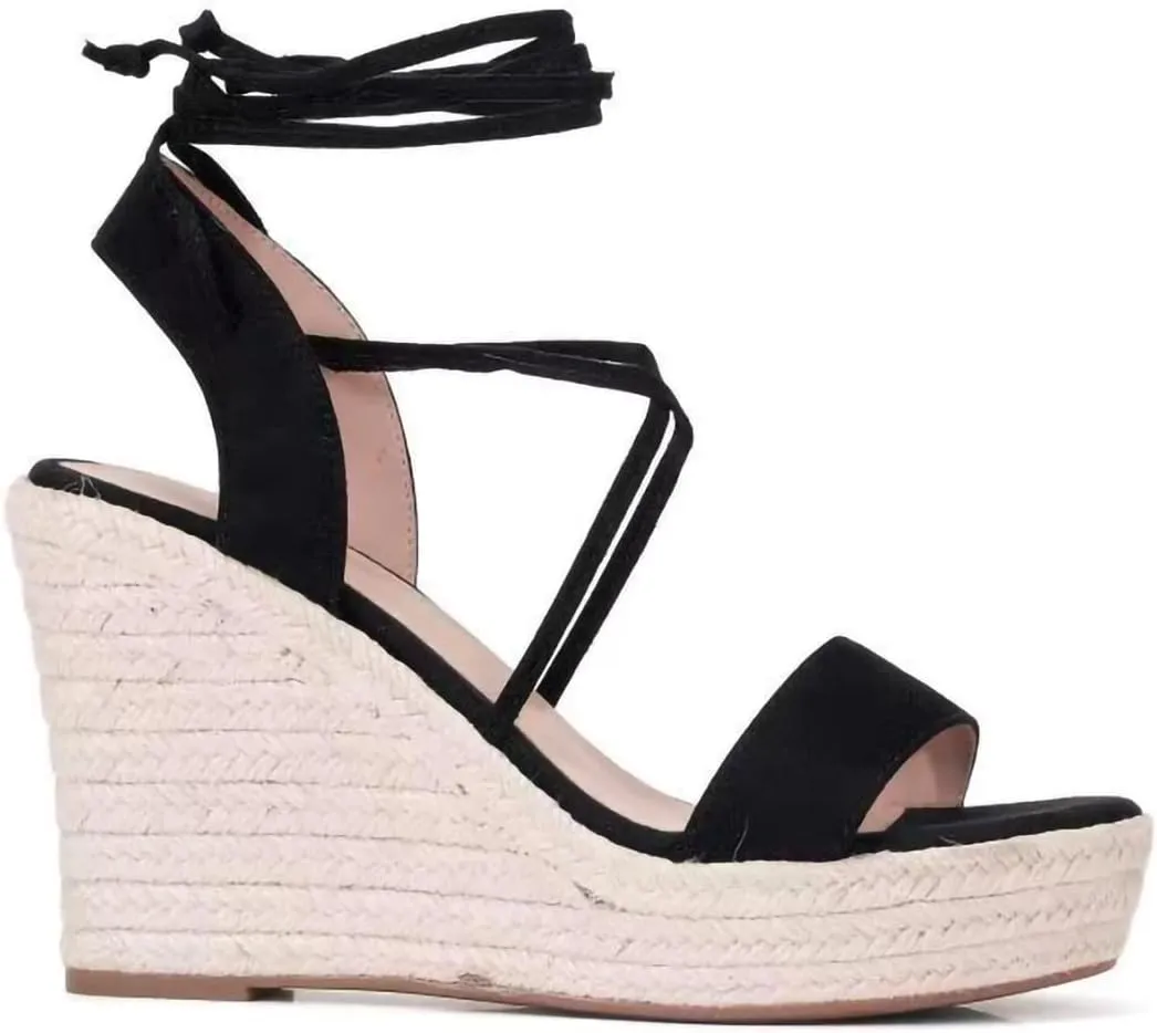Women's Wedge Platform Espadrille Open Toe Lace-Up Sandals, Cross Strap Wedge Sandals Summer Espadrilles Ankle Strap Buckle Platform Sandals