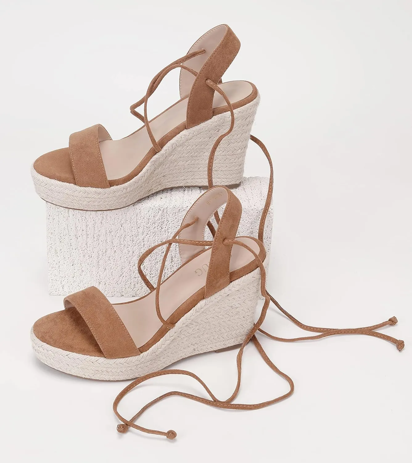 Women's Wedge Platform Espadrille Open Toe Lace-Up Sandals, Cross Strap Wedge Sandals Summer Espadrilles Ankle Strap Buckle Platform Sandals