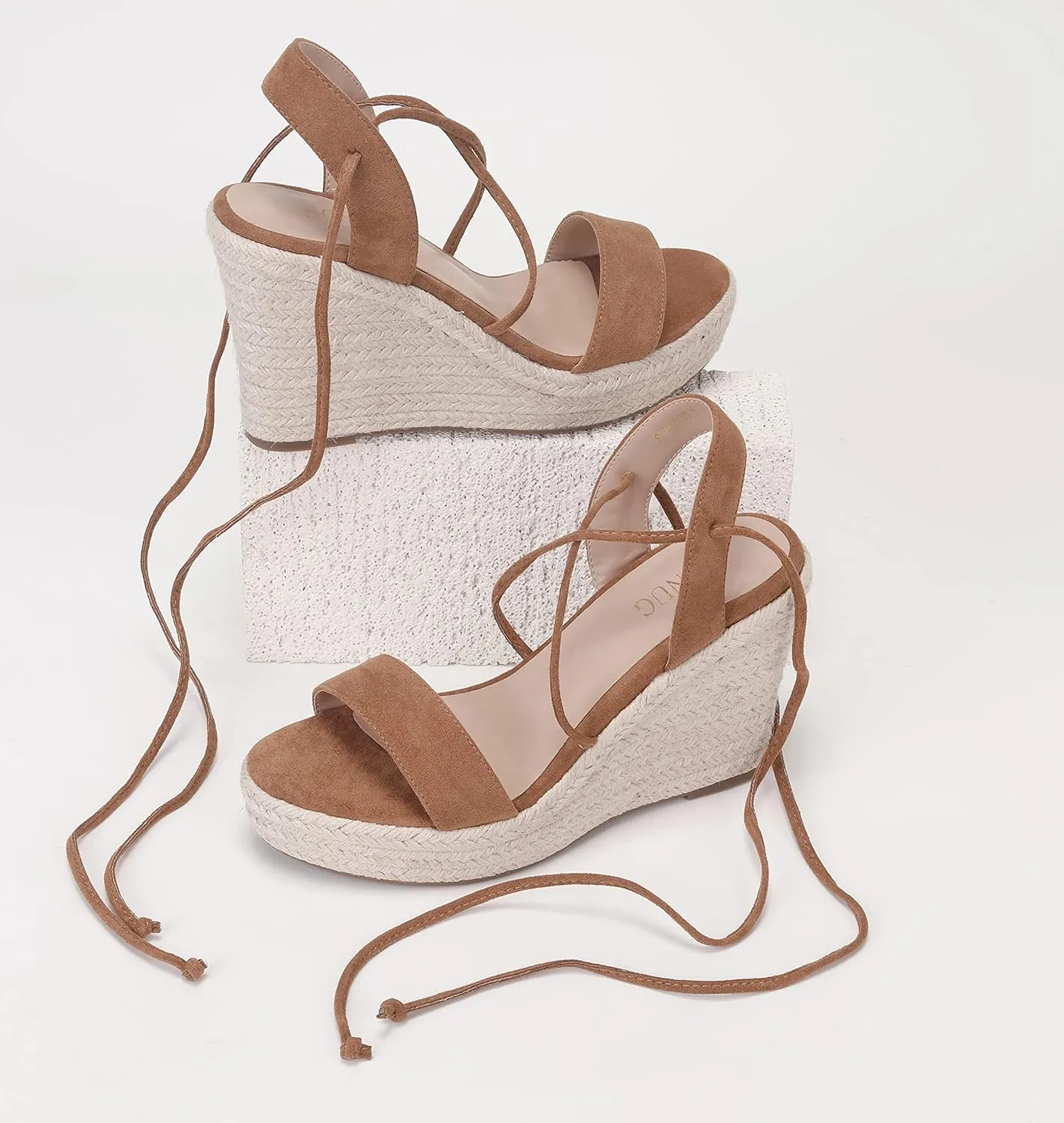Women's Wedge Platform Espadrille Open Toe Lace-Up Sandals, Cross Strap Wedge Sandals Summer Espadrilles Ankle Strap Buckle Platform Sandals