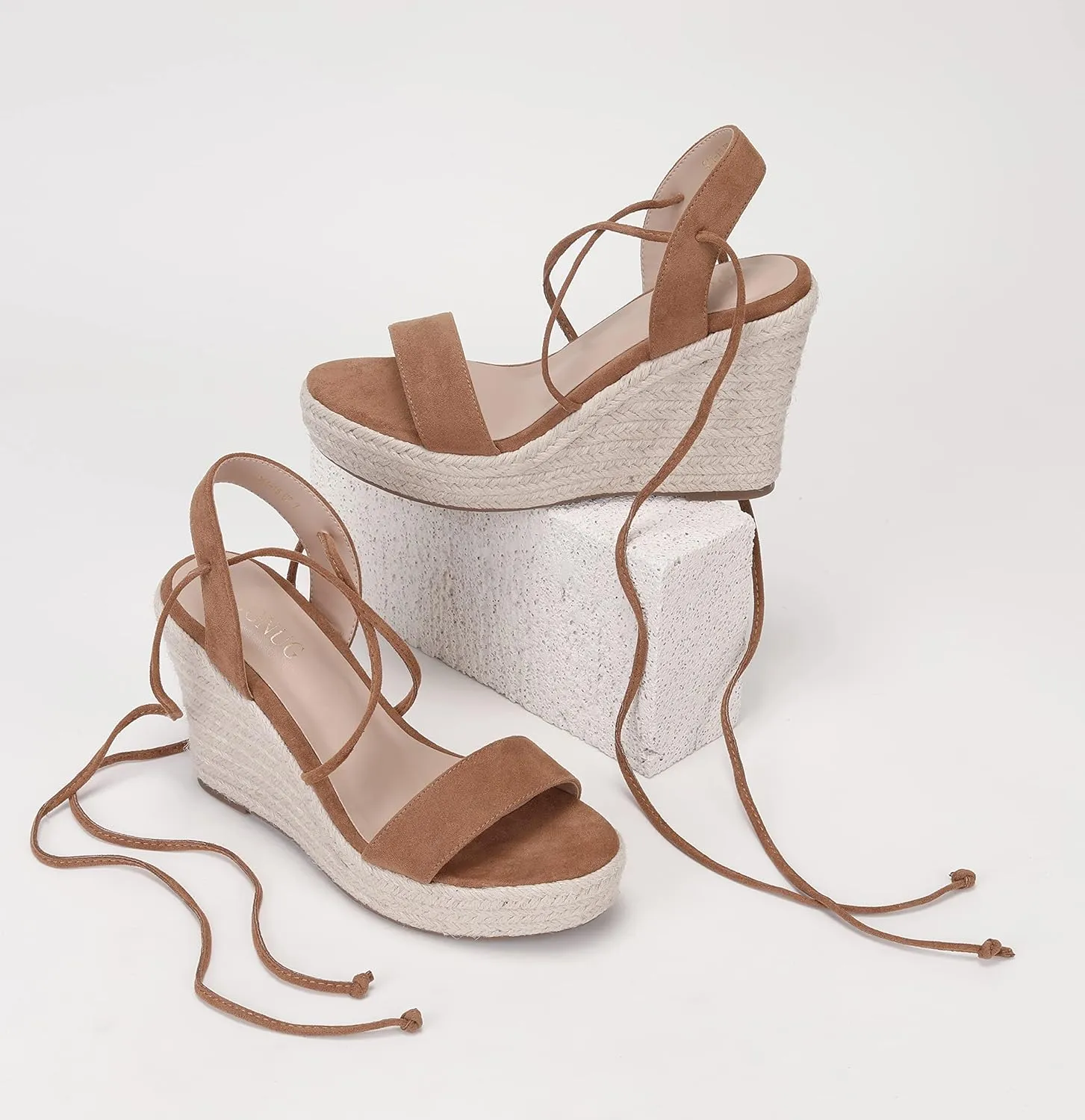 Women's Wedge Platform Espadrille Open Toe Lace-Up Sandals, Cross Strap Wedge Sandals Summer Espadrilles Ankle Strap Buckle Platform Sandals