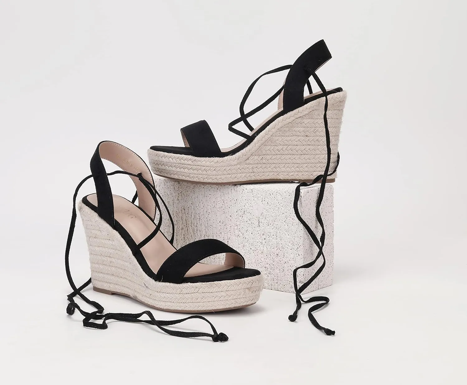 Women's Wedge Platform Espadrille Open Toe Lace-Up Sandals, Cross Strap Wedge Sandals Summer Espadrilles Ankle Strap Buckle Platform Sandals