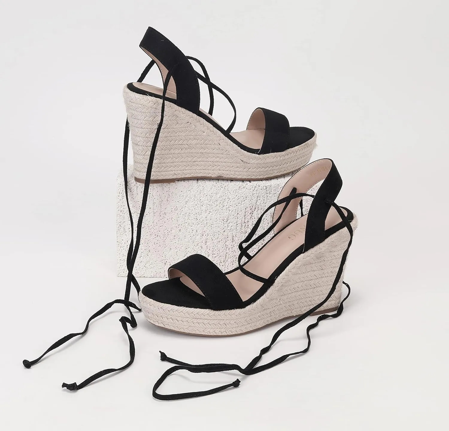 Women's Wedge Platform Espadrille Open Toe Lace-Up Sandals, Cross Strap Wedge Sandals Summer Espadrilles Ankle Strap Buckle Platform Sandals