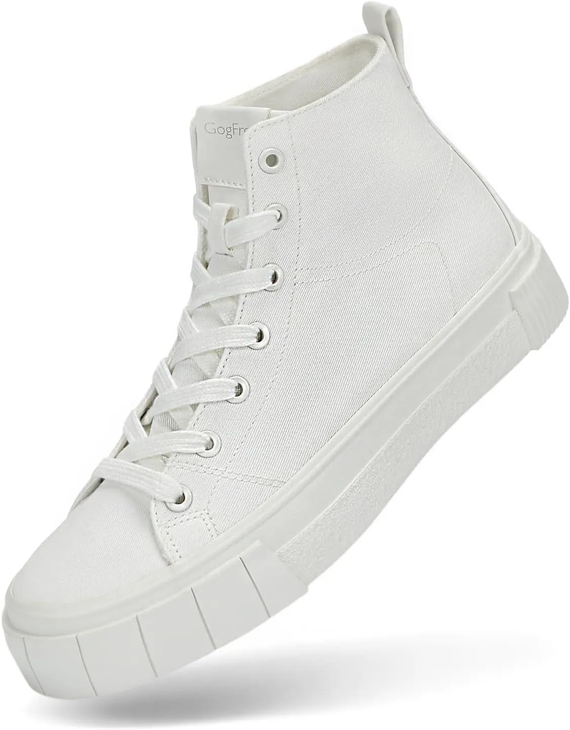 Womens White High Top Sneakers | Casual Medium-Width Twill Fabric Sneakers for Women