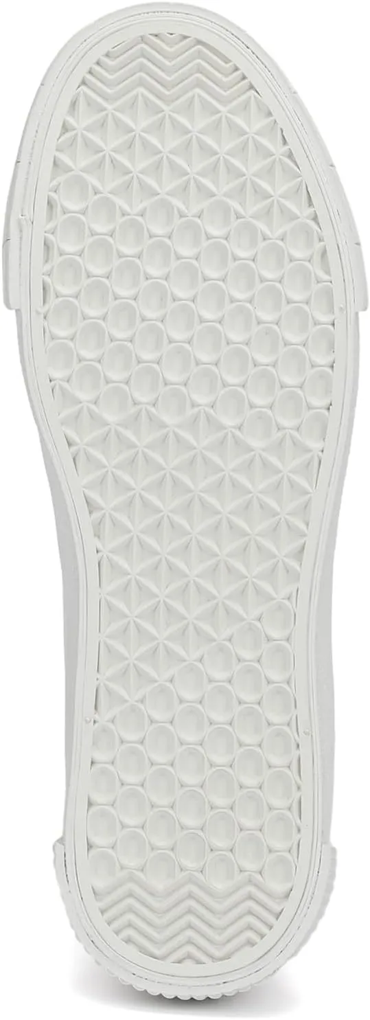 Womens White High Top Sneakers | Casual Medium-Width Twill Fabric Sneakers for Women