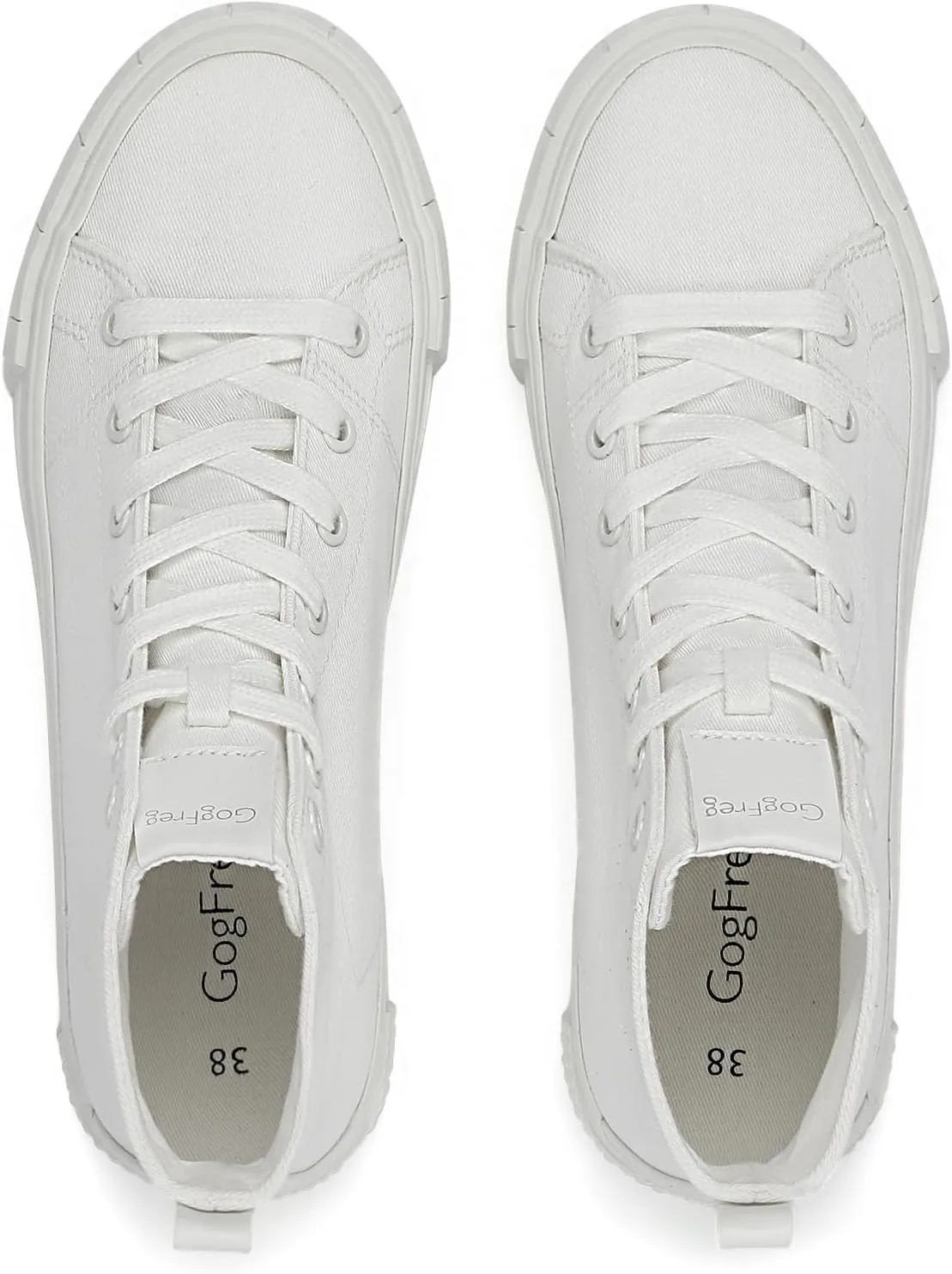 Womens White High Top Sneakers | Casual Medium-Width Twill Fabric Sneakers for Women