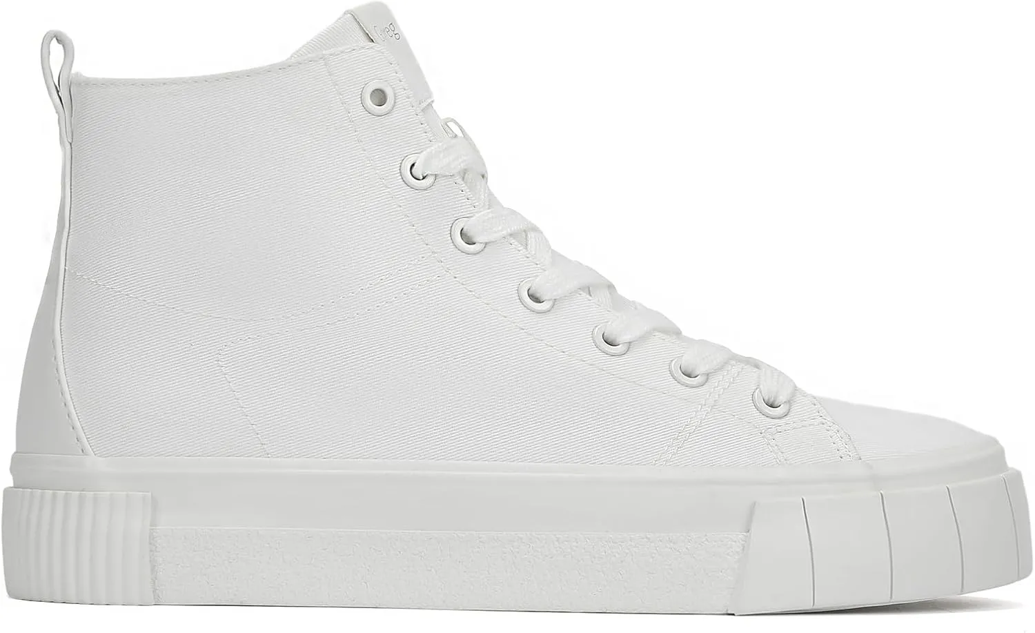 Womens White High Top Sneakers | Casual Medium-Width Twill Fabric Sneakers for Women