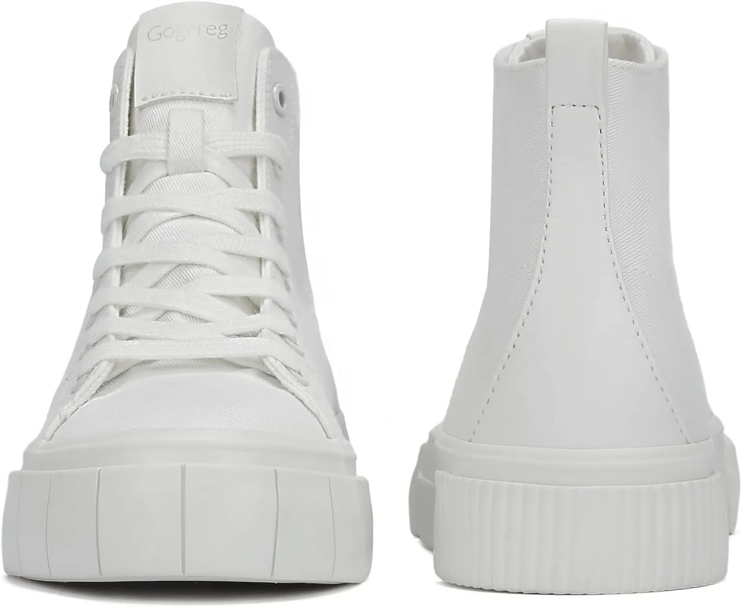 Womens White High Top Sneakers | Casual Medium-Width Twill Fabric Sneakers for Women